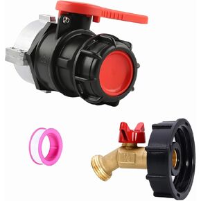 IBC Tote Valve, 75 mm NPT DN50 Tote Tank Adapter Ball Valve, 2.95" Coarse Thread Tote IBC Ball Valve Connector Replacement, for IBC Tote Water Liquid Containe + 2''Coarse Thread IBC Tote Adapter