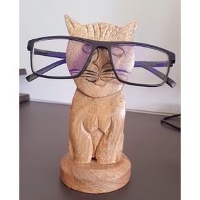 Wooden Cat Spectacle Eyeglasses Holder Stand Mango Wood Eyewear Sunglasses Holder Display Stand 6 Inch