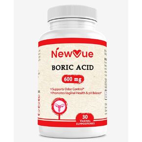 Boric Acid Vaginal Suppositories - 100% Pure Made in USA - Intimate Health Support (30 Count)
