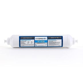 Hydronix ICF-10Q38 Inline Reverse Osmosis Post, Fridge & Ice Coconut GAC Water Filter 2000 Gal, 3/8" Quick Connect