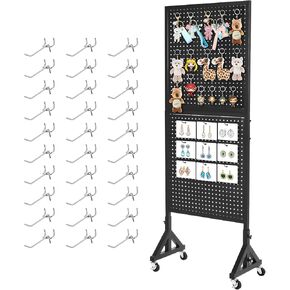 حامل عرض بيجبورد من jxgzyy مزود بألواح بيجبورد معدنية مزدوجة مع 30 قطعة خطافًا منظم لوحة عرض متدحرجة لمتاجر البيع بالتجزئة ومعرض الحرف اليدوية in Kuwait