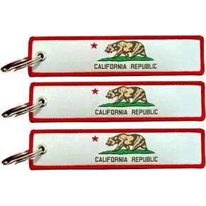 JAVD California Flag Keychain Tag with Key Ring - Keys, Cars, Motorcycles, Backpacks, Luggage and Gifts - EDC (3 Pack)