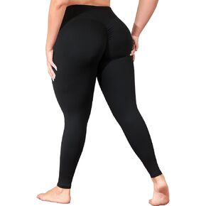 Plus Size Butt Lifting Leggings with Pockets for Women, L-5XL Yoga Pants Tummy Control, High Waist Workout Leggings