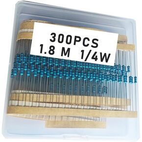 1.8M 1/4W, 1.8M 1/4W, 1.8M ohm, 1.8M 1/4W, 1.8Mresistor, 1.8M ohm resistor, 1.8M ohm Metal resistor, 1.8M Metal Film resistors 1/4w(0.25w) 1% tolerance 0.01 MF Metal Film Fixed Resistor 300 pcs