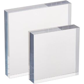 OLYCRAFT 2pcs Acrylic Cube Display Block 4 Inch 6 Inch Clear Acrylic Display Base Square Acrylic Display 1 Inch Thick Clear Acrylic Cube Transparent Square Base for Minifigure Jewelry Display