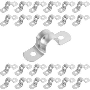 60 Pcs Conduit Clamps M12 Rigid Pipe Strap Clamps Stainless Steel Two Hole Strap U Bracket 1/2" Heavy Duty U-Tube Strap Clamp Pipe 12mm Fasten Holder for Tube Strap Tension Clip for Tube Installation