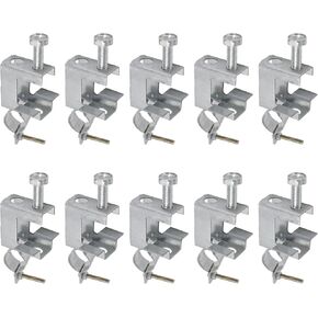 10Packed Conduit Hanger with Beam Clamp, 1" Cable Clamp for Pipe, Aluminum Pipe Support Bracket Clamp, Hanger Clamp on The Edge of I-beam