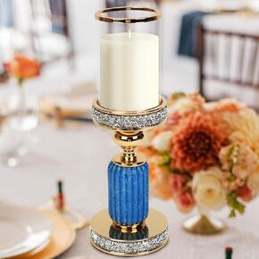 Candle Holder, Pillar Candle Holders, Crystal Ceramic Candlesticks Holder for Wedding, Parties, Events, Chirstmas,Home Decor, Table Centerpieces