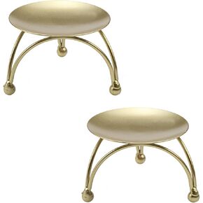 Geesatis 2 Pcs Pillar Candle Holder Metal Candlesticks Stand Holder Plate Candlelight Dinner Candle Holder for Party Wedding, Gold