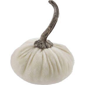 Mud Pie Velvet Pumpkin Vase Filler, 4 1/4" x 4" Dia, White