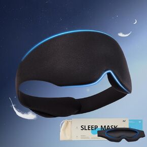 Sleep Eye Mask for Men Women 100% Blackout 3D Sleep Mask for Side Sleeper Eye Sleep Shade Cover with Contoured Padding for Pressure-Free Comfort (Black)
