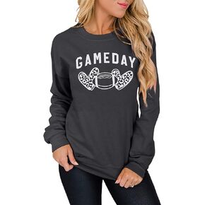 KNEYATTA Game Day Sweatshirt Women Football Sweatshirt Football Fan Long Sleeve Crewneck Casual Tops