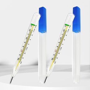 ℃&℉ Clinical Glass Thermometer for Underarm 2PCS - Classic Non Digital Thermometer for Adults - Medical Fever Thermometer - Accurate Easy Reading by -AiBi TECH