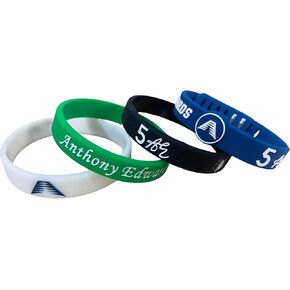 4 pcs Anthony Edwards Basketball Silicone Wristband - Adjustable Sports Band for Fans - Ideal Fan Gift and Training Accessory, Blue