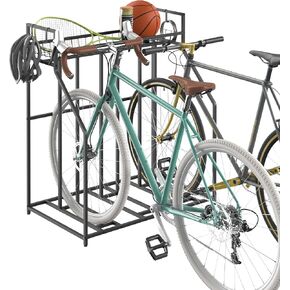 ClosetMaid ProGarage Bike Stand Rack with Storage Shelf and 4 Hooks for 3 Bicycles, Adult or Kids, Black
