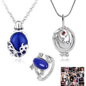 13 pcs The Vampire Diaries Jewelry Sticker Daywalking Katherine Sapphire Necklace Elena Gilbert Opening Vervain Locket Pendant Necklace Elena Sapphire Crystal Daylight Ring