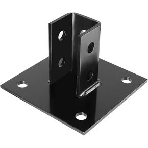 Skelang Post Base, 4 Holes Square Post Bracket, Mount for 1-5/8" Single Strut Channel, Black