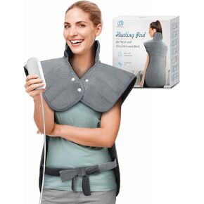 Heating Pad for Neck and Shoulders and Back, Gifts for Women Mom Men Christmas Birthday, Large Weighted Heating Pad for Back Pain Relief with Auto-Off, 6 Heat Settings 4 Timers, 22"x37" Grey