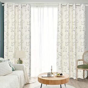 Cartoon Blackout Nursery Curtains for Kids Boys Girls Room Animals Patterns Kids Curtains for Bedroom Children Curtains Thermal Insulated Window Drapes Grommet Top 2 Panels W39 x L84 Inch