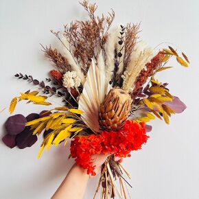 Dried Flower Bouquet, Fall Boho Home Decor, Mix Dried Preserved Flowers Arrangements Decor, Pampas Grass Eucalyptus Hydrangea Bouquets for Table Centerpiece, Western Wedding Decor, Home Decor
