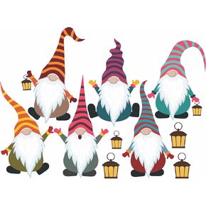 6 x 5.5" Christmas Elf Window Cling. Colorful Nordic Christmas Gnome Decal Decoration. Reusable, No Adhesive, Window, Door & Glass Scandinavian Holiday Décor. Made in America. (Small 5.5", Set of 6)