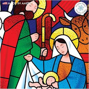 11" Small Nativity Window Cling - Christmas Decal Clings for Glass - Holiday Window and Door Decoration Decor - Reusable and Non-Adhesive Stickers. Made in America.