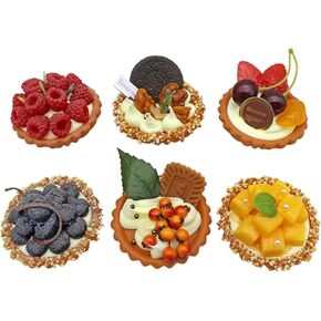 6PCS Artificial Egg Tart Models Imitation Faux Fruit Cake Dessert Simulated Fruit Egg Tart for Home Kitchen Wedding Display Decoration Bakery Photography Prop Artificial Cake