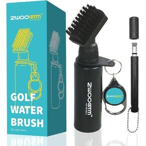 Pro Golf Club Cleaner Brush and Golf Groove Sharpener Tool with Retainer Clip and Squeeze Bottle Holds 4 oz. Water, Essentials Golf Bag Accessories for Men, Best Golf Gifts