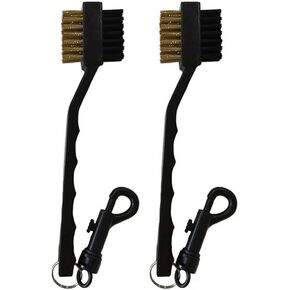 lasenersm 2 Pieces Golf Club Brush Golf Club Groove Brush Dual Sided Golf Club Groove Cleaner Golf Club Cleaning Brush Golf Club Groove Cleaning Tool with Clip, Black