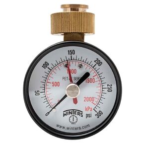 Winters PETM217LF PETM-LF Series Pressure Gauge, 2.5" Dial size, 0/300 psi/kpa, ±3-2-3% accuracy