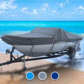 Seal Skin Heavy Duty Trailerable Deck Boat Cover Marine Grade 600 Denier Polyester Canvas Fabric Elastic Straps Water-Resistant Fits 23'6" Length X 102" Beam Width
