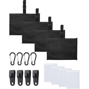 4 Packs Boat Cover Sand Bags for Boat Mooring Covers，600D Marine Grade Polyester Canvas Windproof Boat Cover Weights with Tarp Clip Accessories -(Black)
