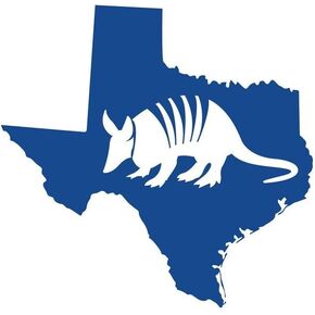 ND428B Texas With Armadillo Decal Sticker | 5.5-Inches By 5.3-Inches | Premium Quality Blue Vinyl