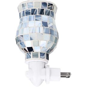 Uonlytech Plug- in Fragrance Wax Melt Warmers Glass Mosaic Oil Warmer Home Fragrance Diffuser Night Lamp Blue