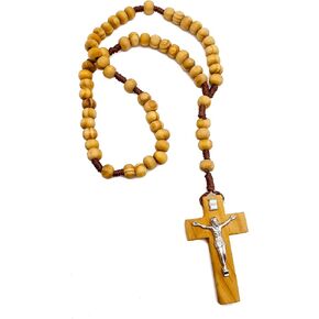 Nazareth Store Bethlehem Olive Wood Beads Prayer Rosary Catholic Wooden Handmade Corded Chaplet with Jesus Cross