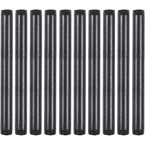 10 Pack 3/4 Inches x 10 Inches Black Malleable Steel Nipples Fitting, DIY Steampunk Industrial Vintage Style.