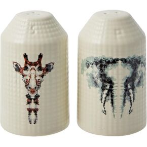 Department 56 Animal Planet Savanna Giraffe and African Elephant Salt and Pepper Shaker Set, 3.5 Inch, Multicolor