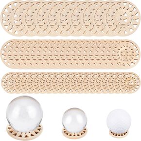 CRASPIRE 50Pcs 3 Styles Wood Crystal Ball Holder Sunflower Wooden Sphere Display Stand Rack Base Holder Grid Board Wood Light Display for Christmas Sphere Globe Home Office Desktop Ornaments