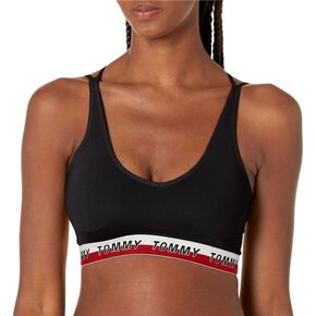 Tommy Hilfiger Sport Women's Strappy Logo-Band Low Impact Sports Bra (Black/Rich Red, X-Small)