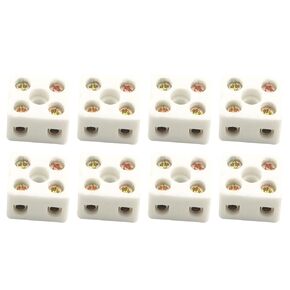 8PCS Bidirectional Ceramic Terminal Blocks High Temperature Ceramic Connectors 21.5x19.5x14.2mm Terminal Blocks Wire Cable Pairs for Home Appliances Electrical Controls Power Supplies