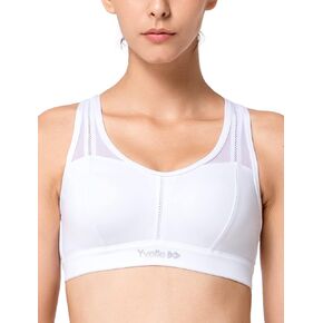 Yvette حمالات صدر رياضية شبكية للنساء عالية التأثير وممتصة للرطوبة حمالة صدر رياضية بظهر متقاطع كأس مصبوب للجري مقاس كبير أبيض in Kuwait