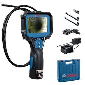 BOSCH GIC4-23C Professional Borescope Inspection Camera with Adjustable LED Light, 5ft. Removable Endoscope Camera, Up Indicating Arrow, Includes 12V Rechargeable Battery, Carrying Case, Attachments