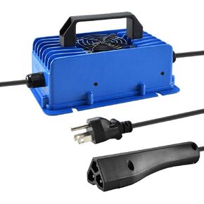 48V 10A RXV Golf Cart Battery Charger for Ez-Go EZgo TXT, with RXV Plug 3 Prong Connector, IP67 Waterproof, Blue