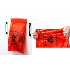 Stick-On Biohazard Waste Bags with Strong Tape for Beauty Salons,Tattoo Parlors, Clinics and Home,1.57 Mil,No Leak Bags,50 Count