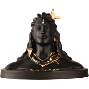 Vedic Charya 6 Inch Handmade Adiyogi Shiva Black Resin Heavy Quality Statue - Stunning Lord Shiv Sculpture for Home, Office, Car Decor - Spiritual Adi Yogi Idol, Hindu God Murti 6 Inches