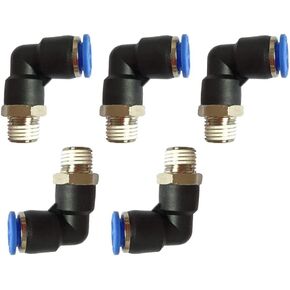 5pcs Pneumatic Male Elbow Connector Tube OD 3/8"(10mm) X NPT 1/4 PU Air Push In