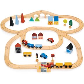 Starter Wooden Train Set - Track-Building Fun Begins Here! Dream Starter Train Set for Kids, Ready to Grow with Their Imagination - Age 3Y and Up