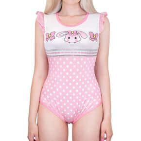 Littleforbig Silky Ruffled Sleeveless Romper Onesie Pajamas Bodysuit - Usagi Vintage Onesie