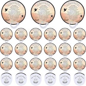 Geosar 50 Pack Church Fans Christian Folding Hand Fans Religious Church Fans Round Shaped Folding Fans with Plastic Handle and Storage Bag for Church Services Women Men Decoration Gift