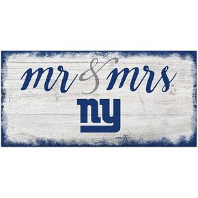 Fan Creations NFL New York Giants Unisex New York Giants Script Mr & Mrs Sign, Team Color, 6 x 12
